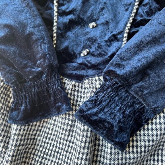 Vintage Boleiloy From Japan Velvet Plaid Ruffles Dress - Picture 7 of 15